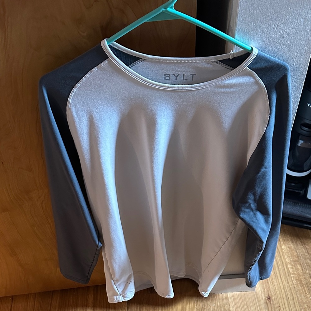 BYLT Basics Long Sleeve Shirt - White and Gray